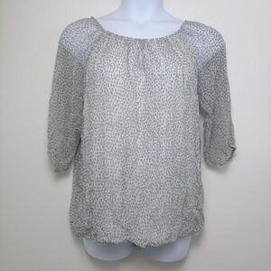 Elena Baldi Womens Top Animal Print 100% Silk Blouse Lined Half Sleeve Top Sz L